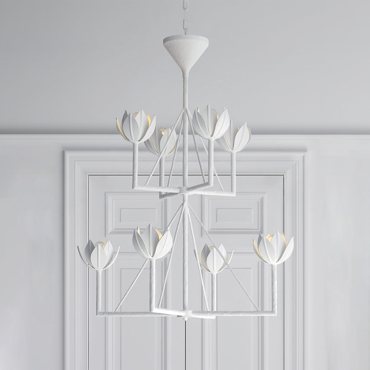 Alberto Lustre Laiton Floral Moderne Salon