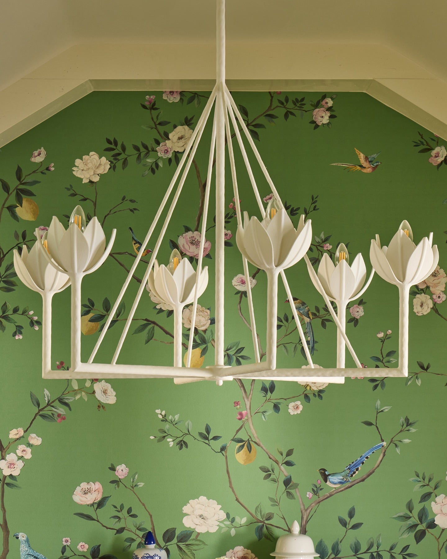 Alberto Lustre Laiton Floral Moderne Salon