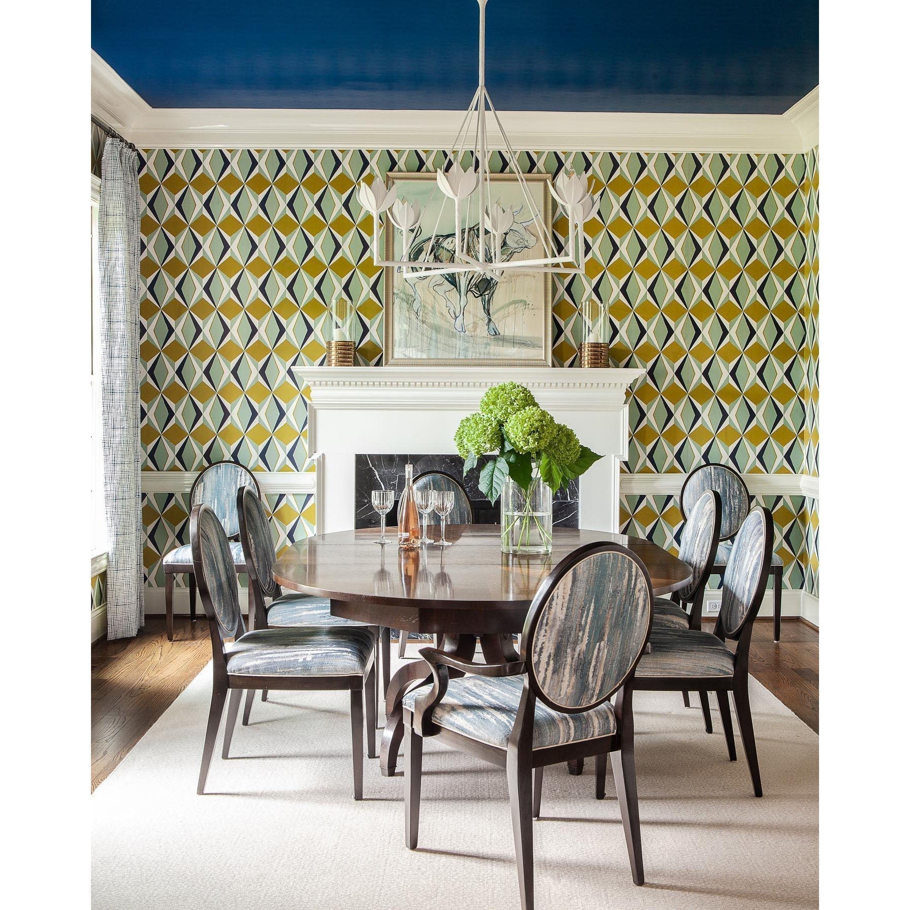 Alberto Lustre Laiton Floral Moderne Salon