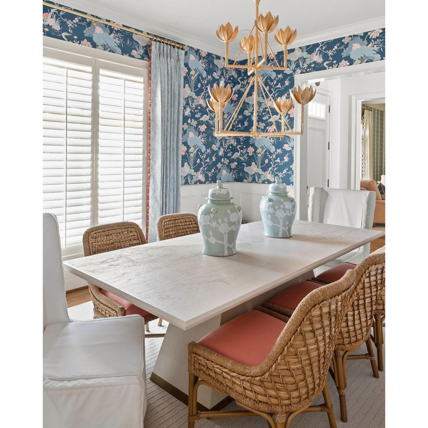 Alberto Lustre Laiton Floral Moderne Salon