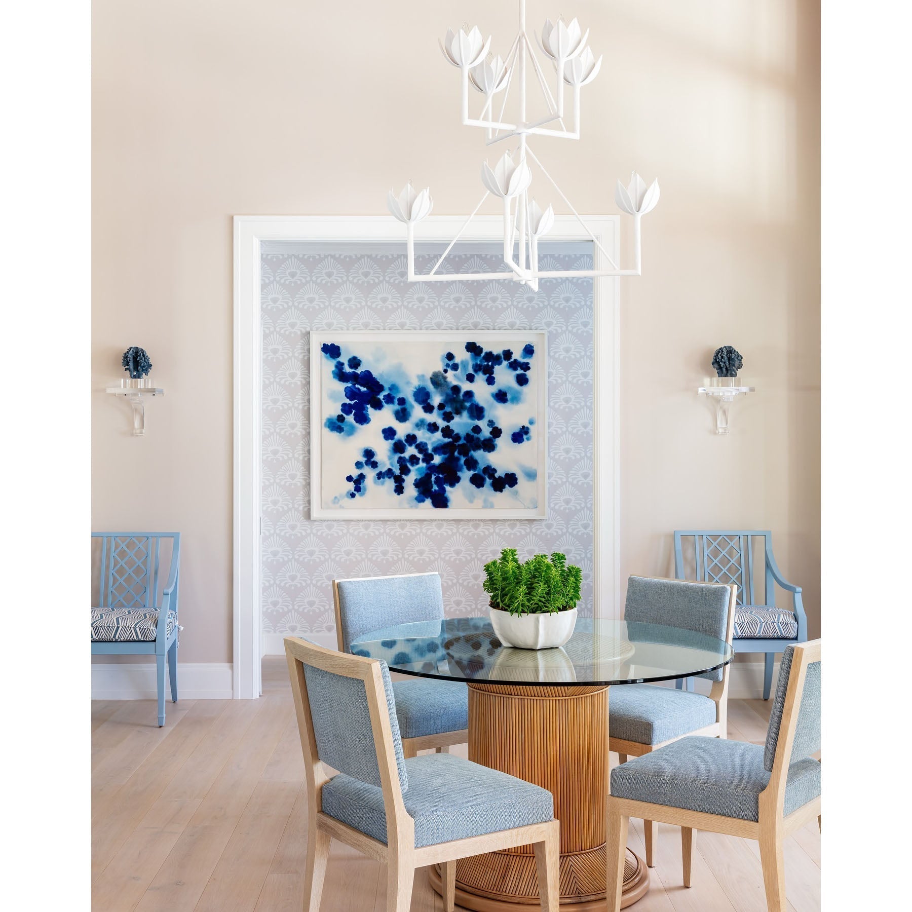 Alberto Lustre Laiton Floral Moderne Salon