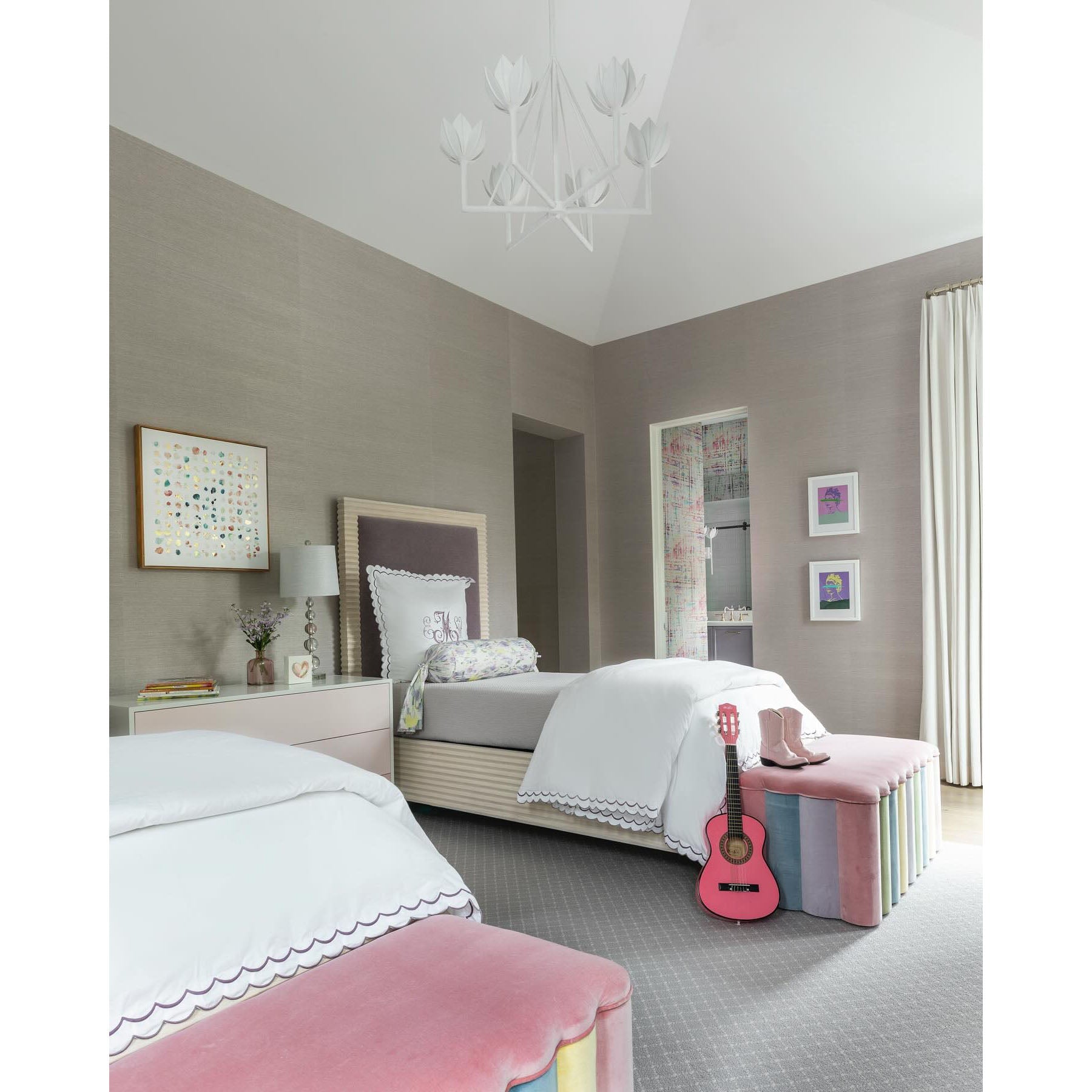 Alberto Lustre Laiton Floral Moderne Salon