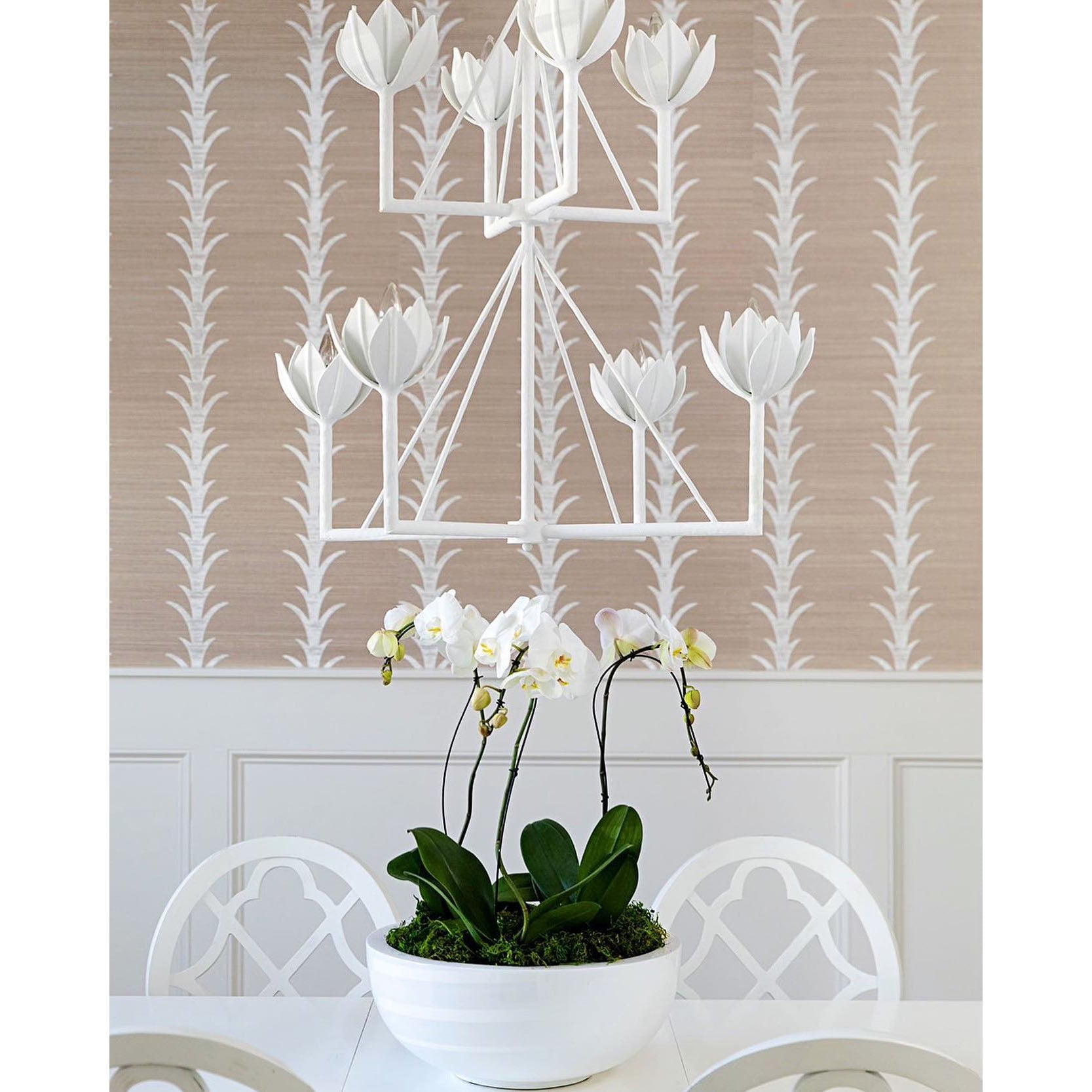 Alberto Lustre Laiton Floral Moderne Salon
