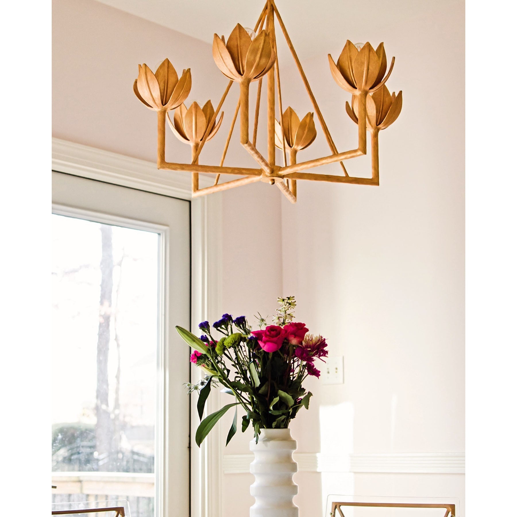 Alberto Lustre Laiton Floral Moderne Salon