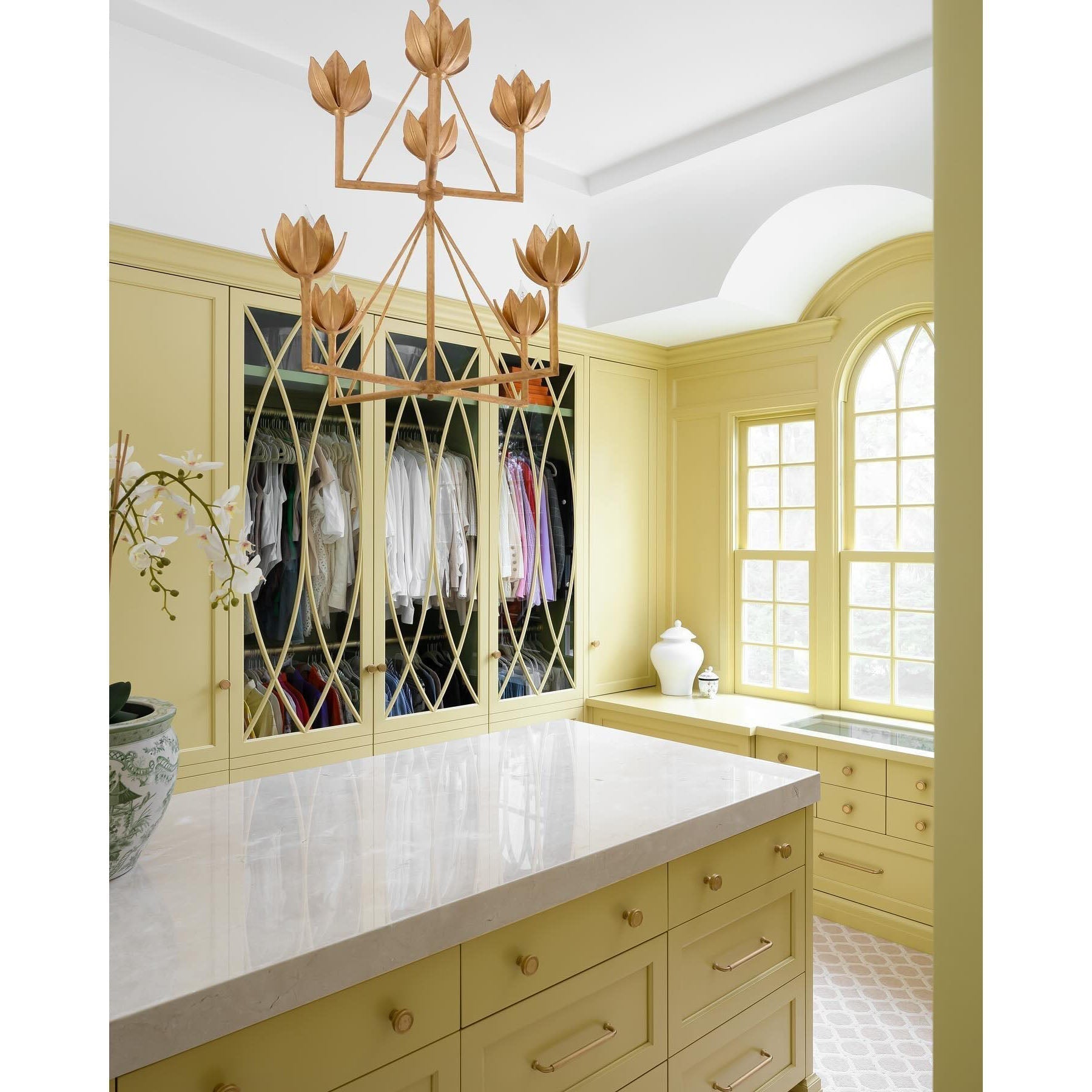 Alberto Lustre Laiton Floral Moderne Salon