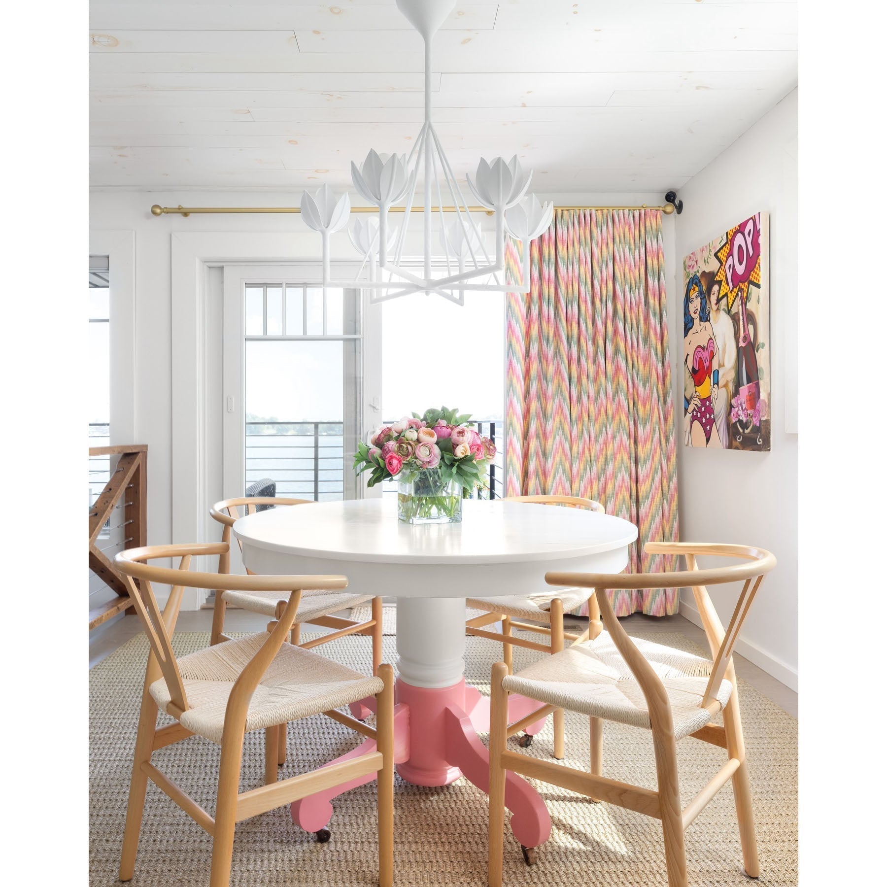 Alberto Lustre Laiton Floral Moderne Salon