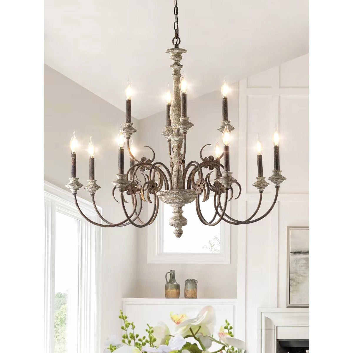 Waegnuvyn Lustre Métal Bougie Traditionnel Salon
