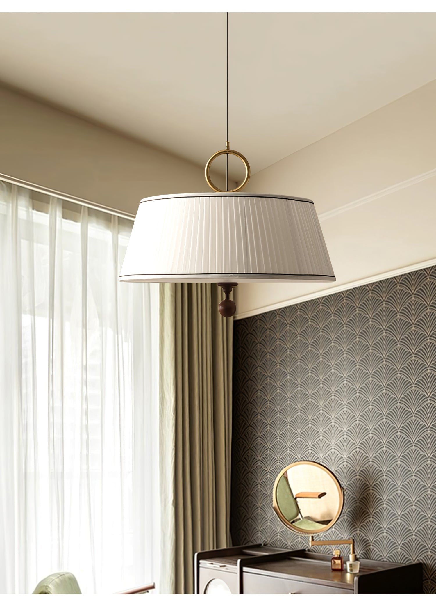 Zavaran Suspension en Bois Naturel et Tissu