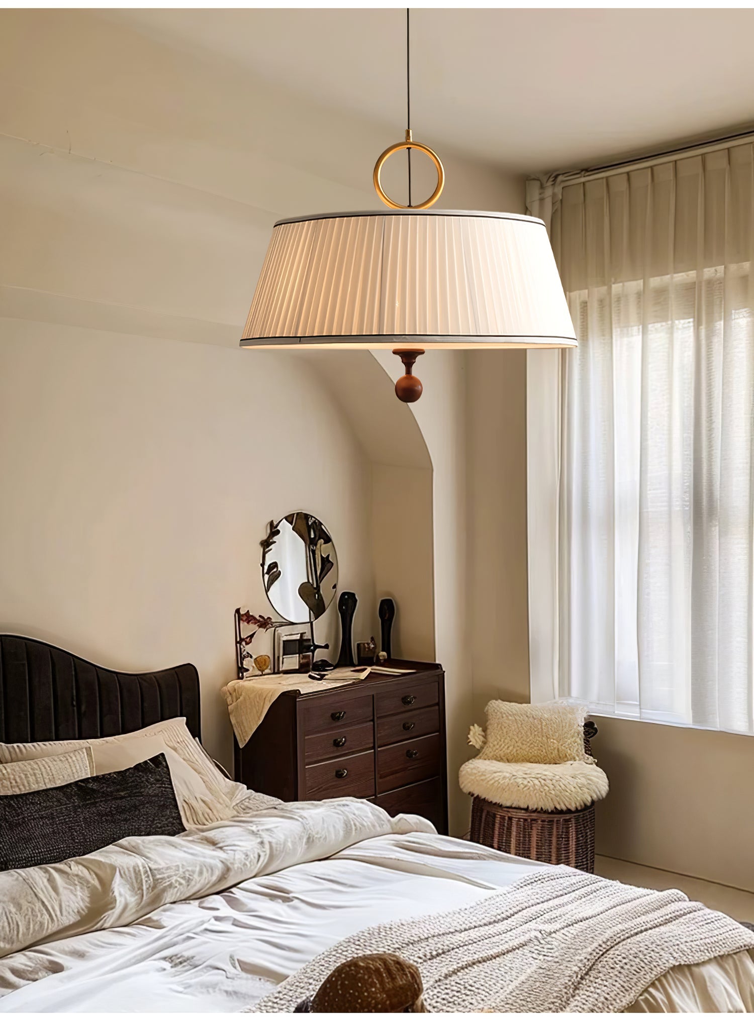 Zavaran Suspension en Bois Naturel et Tissu