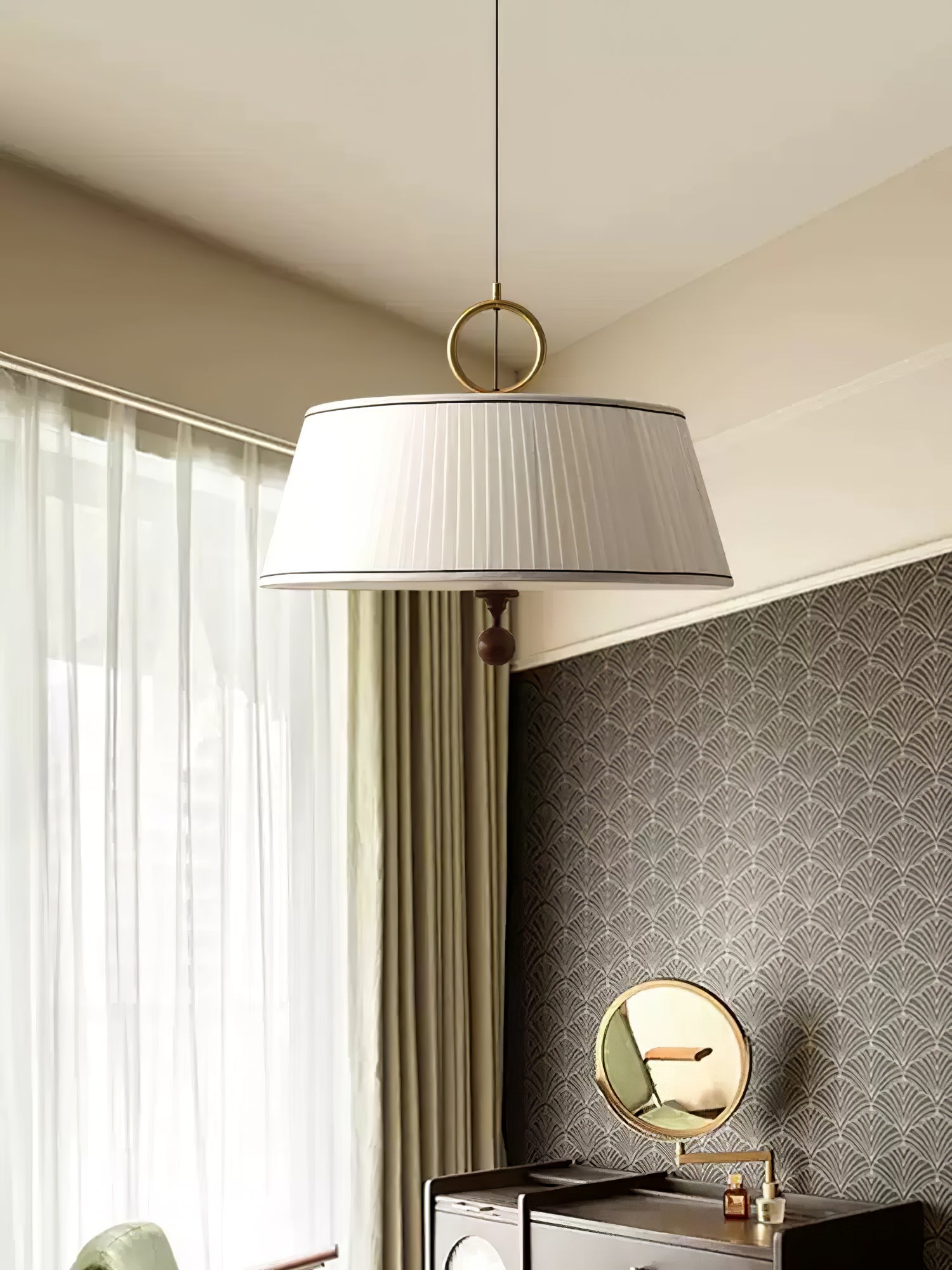 Zavaran Suspension en Bois Naturel et Tissu