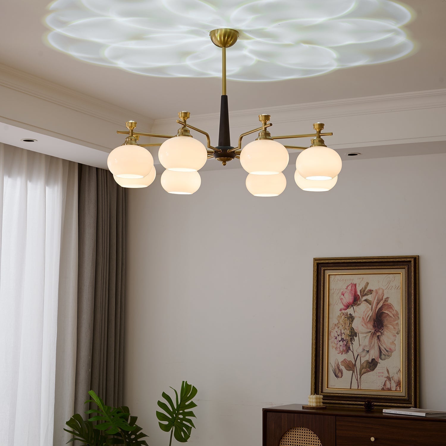 Velirara Lustre Traditionnel Unique Sphère Bois Verre