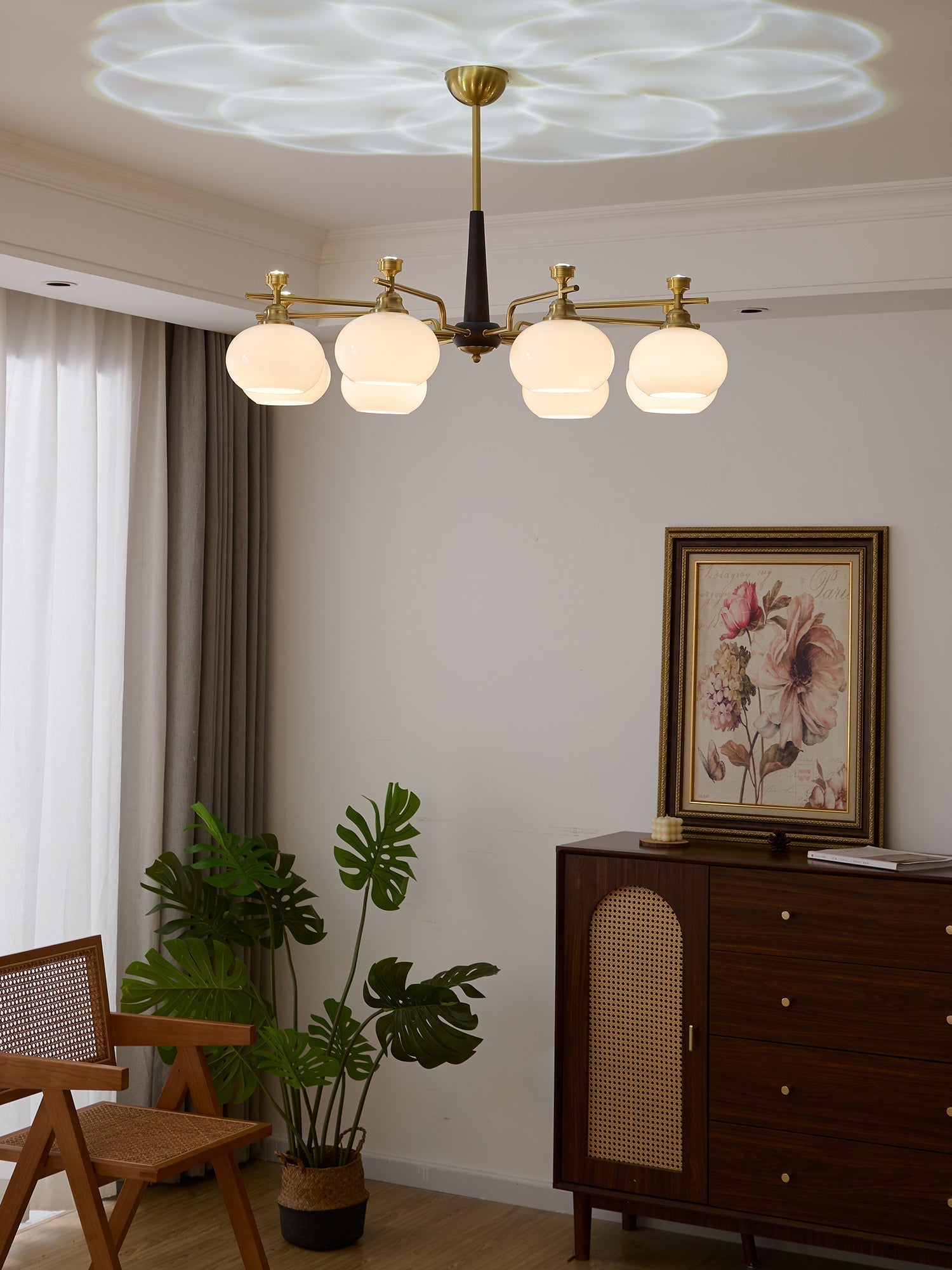 Velirara Lustre Traditionnel Unique Sphère Bois Verre