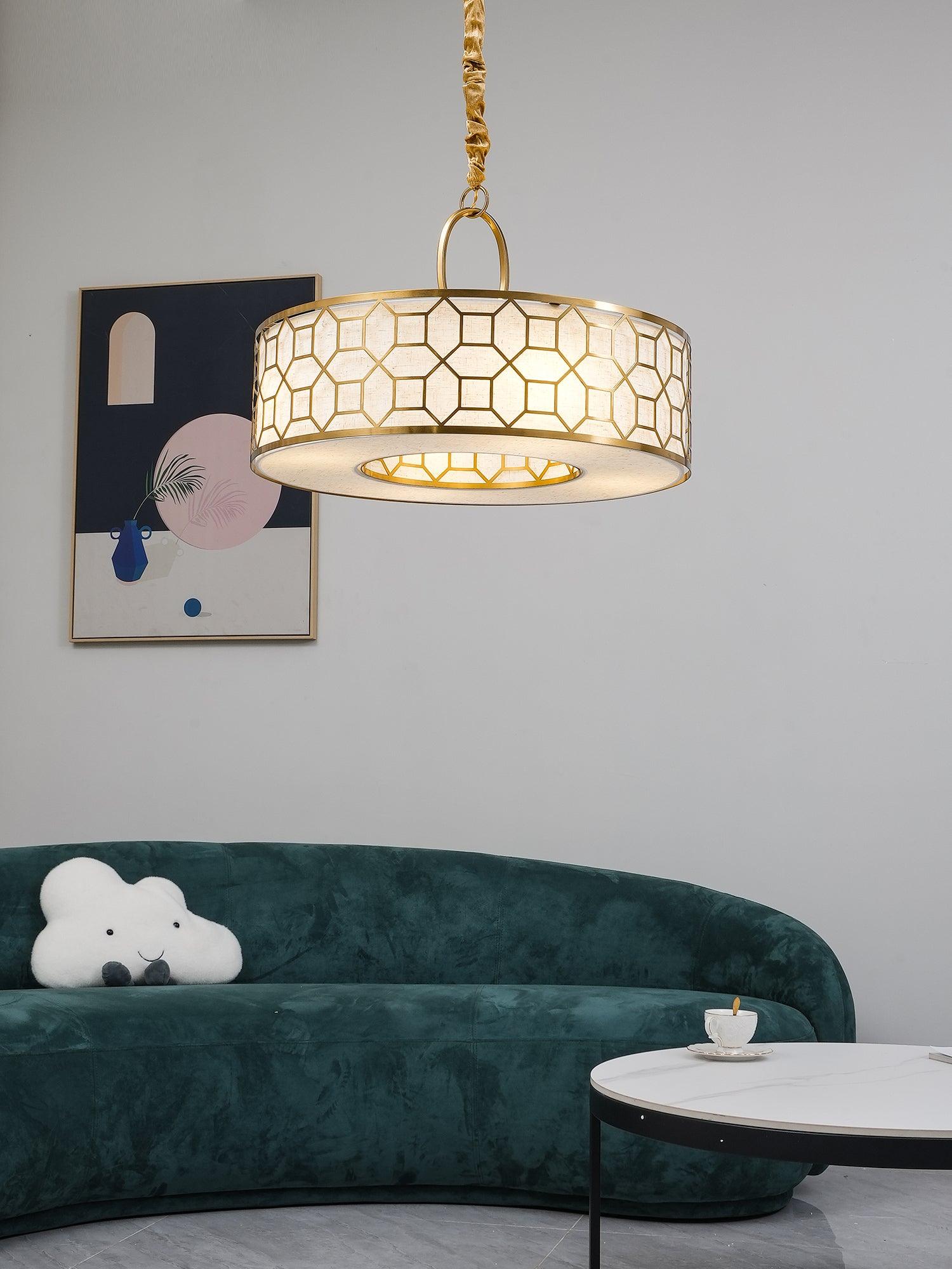 Arshaor Suspension Ronde en Cuivre et Verre Élégante