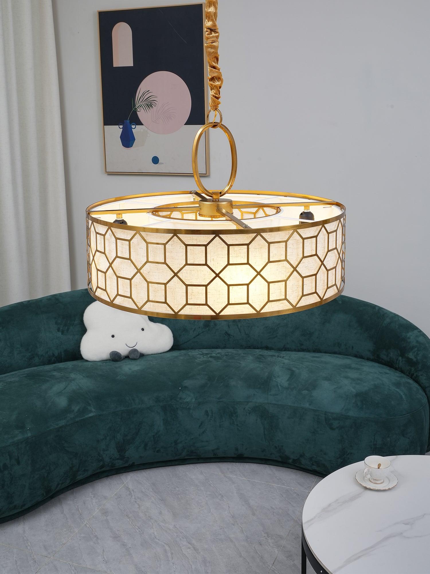 Arshaor Suspension Ronde en Cuivre et Verre Élégante