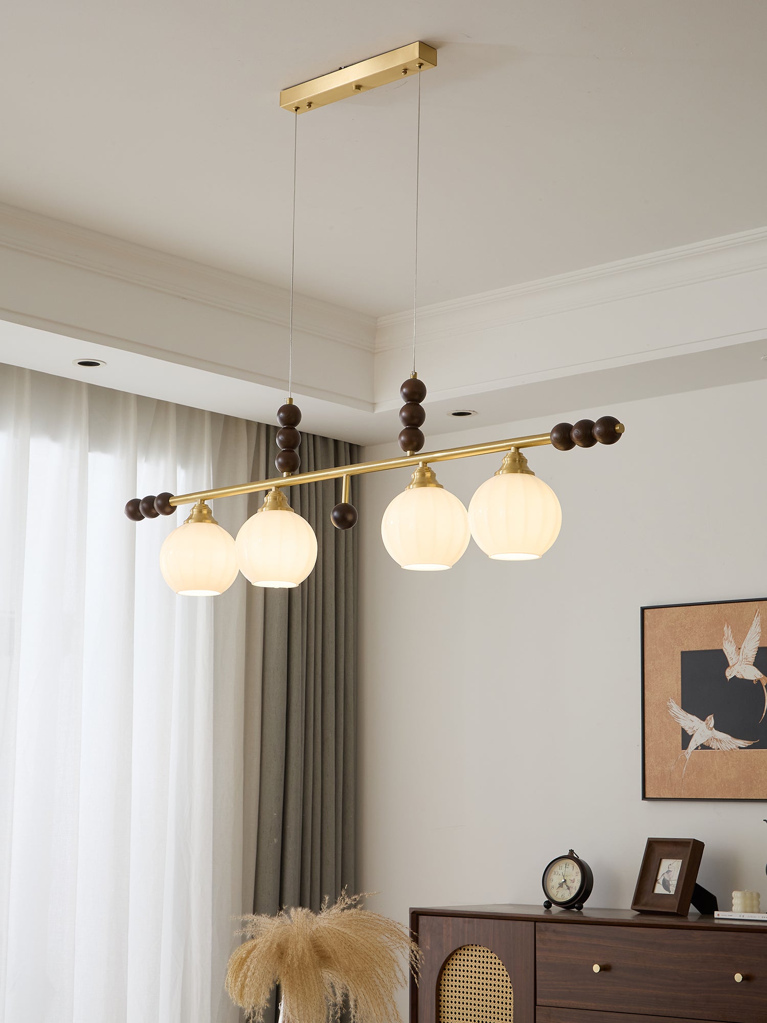 Zerinen Suspension Nordique en Verre et Bois
