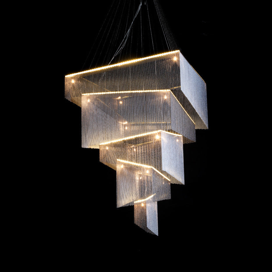 Caeluvyn Lustre Métallique à Chaîne et Franges Postmoderne