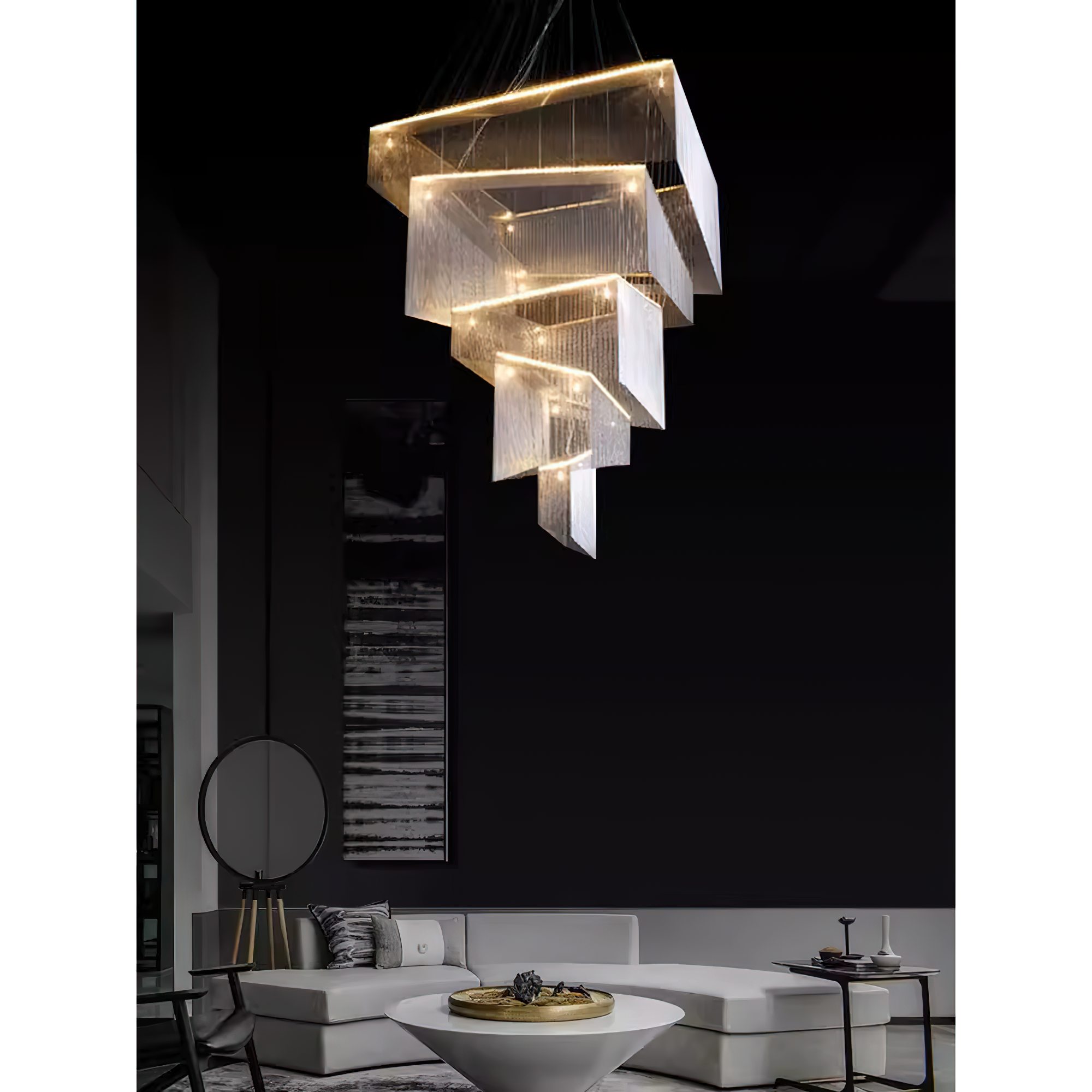 Caeluvyn Lustre Métallique à Chaîne et Franges Postmoderne