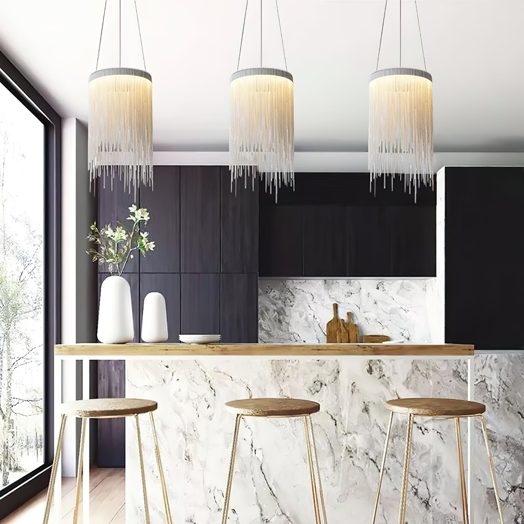 Arsoliel Suspension en Chaîne à Franges de Luxe Postmoderne
