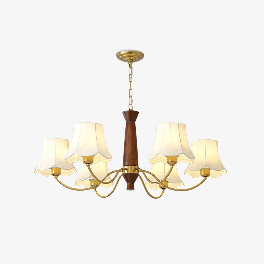 Lustra Lustre Laiton Tissu Bras Courbés