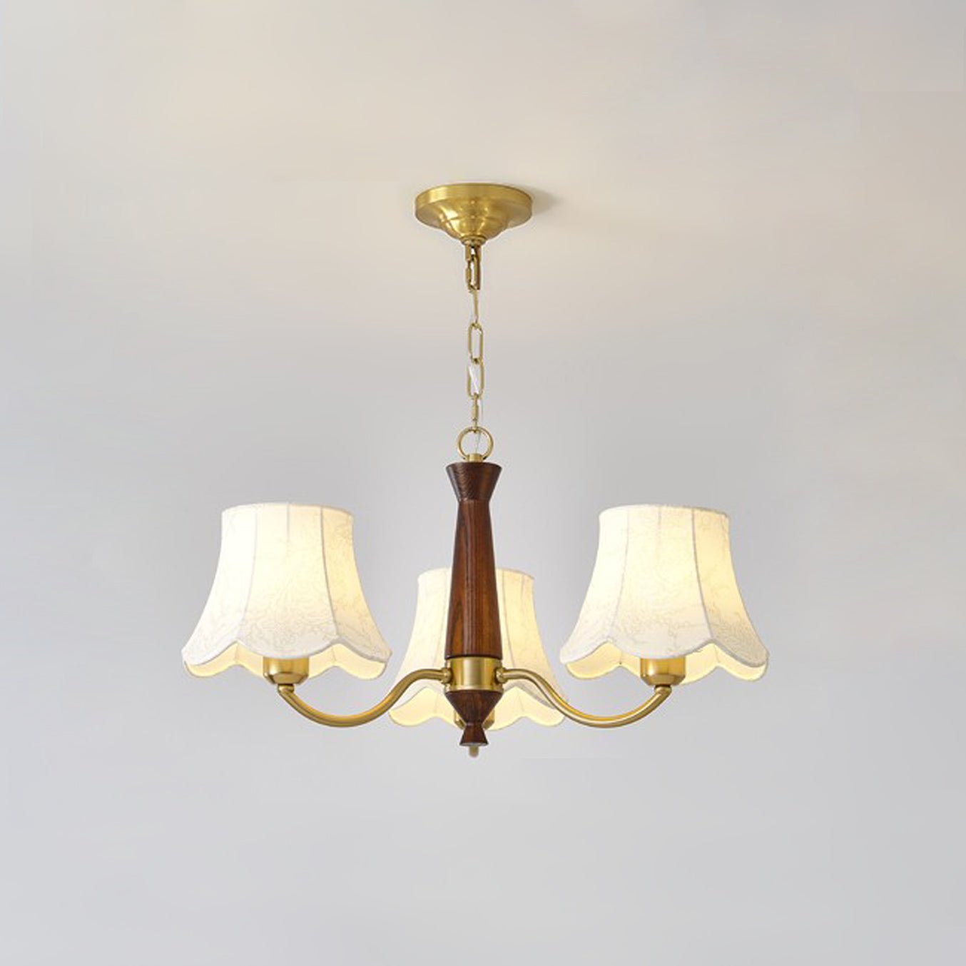 Lustra Lustre Laiton Tissu Bras Courbés
