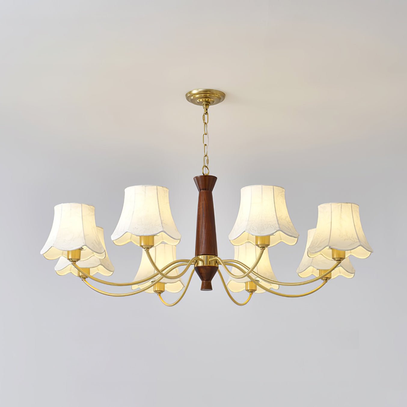 Lustra Lustre Laiton Tissu Bras Courbés