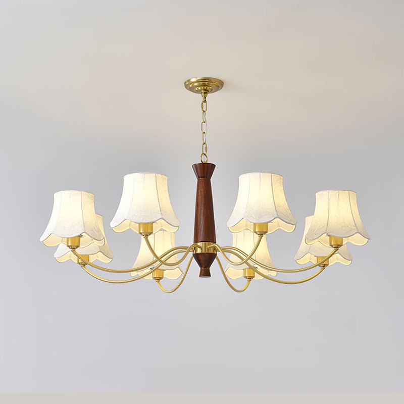 Lustra Lustre Laiton Tissu Bras Courbés