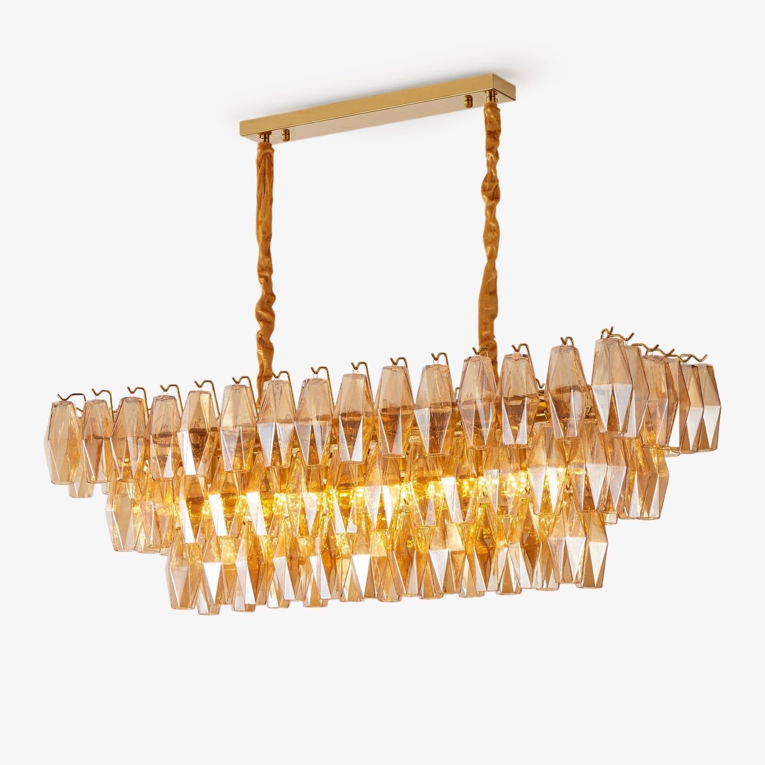 Aurora Lustre Rectangulaire en Verre Prism Ambre Superposé