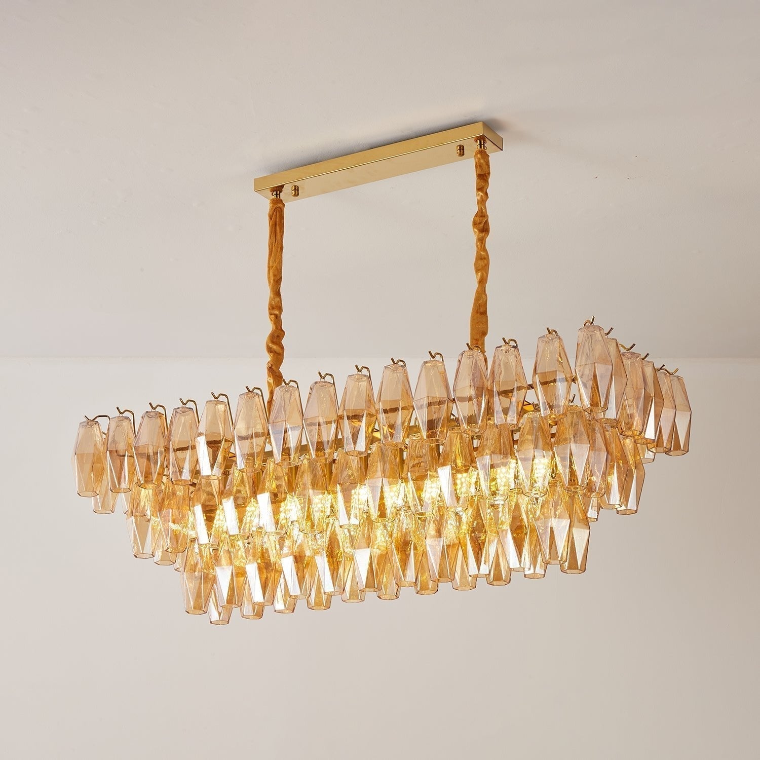 Aurora Lustre Rectangulaire en Verre Prism Ambre Superposé
