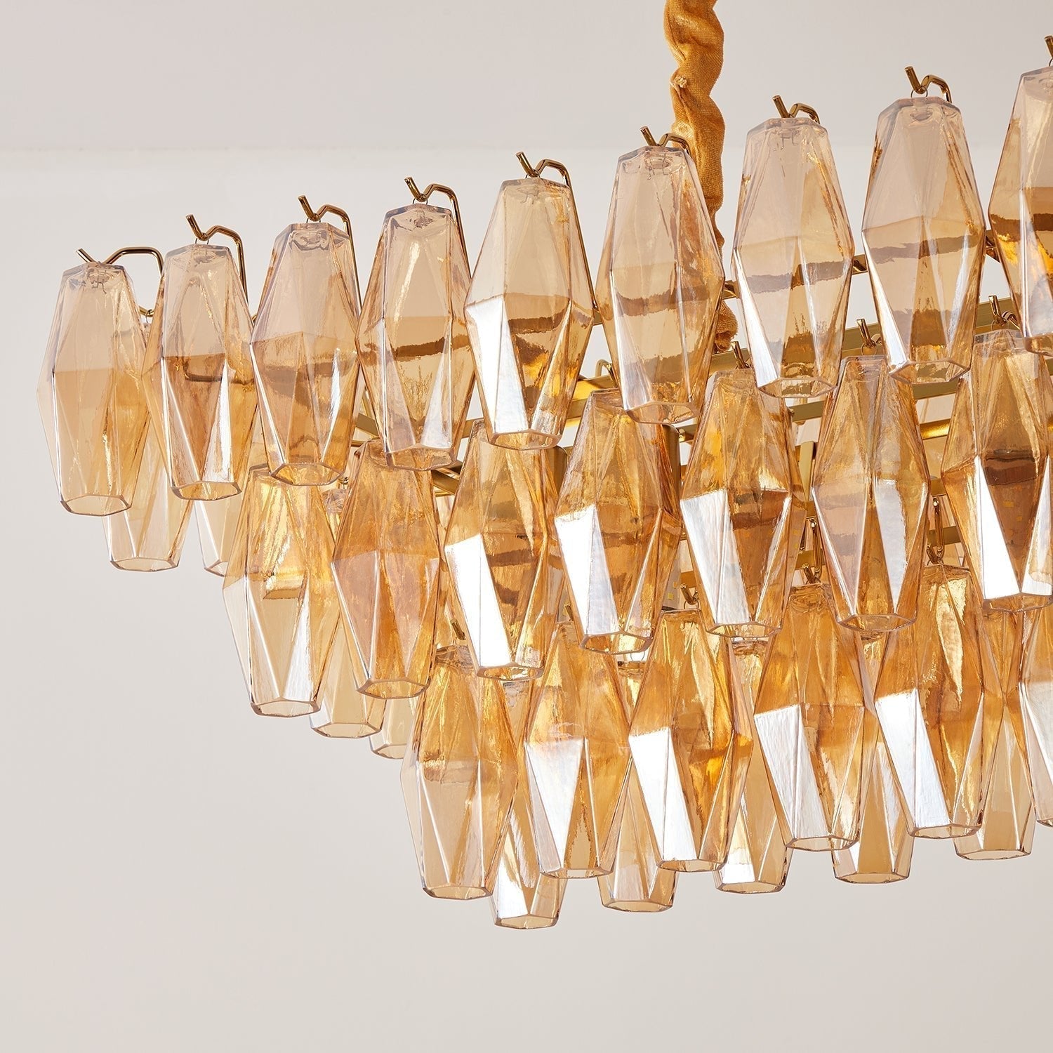 Aurora Lustre Rectangulaire en Verre Prism Ambre Superposé