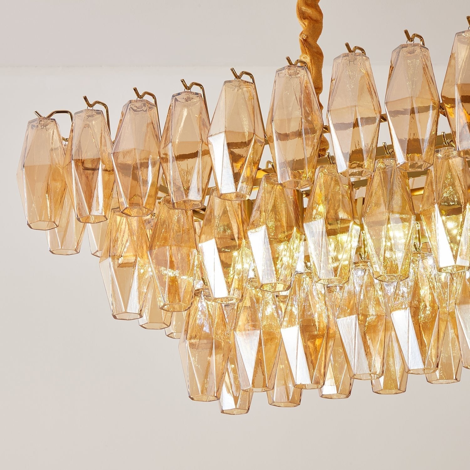 Aurora Lustre Rectangulaire en Verre Prism Ambre Superposé