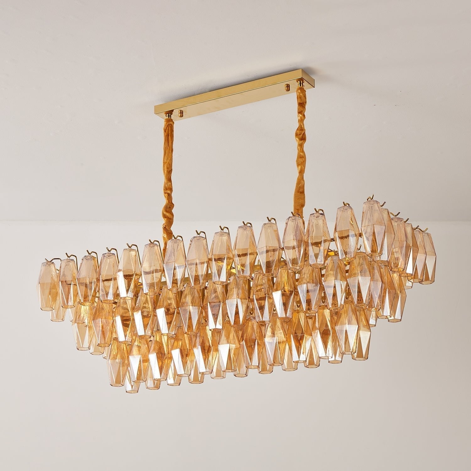 Aurora Lustre Rectangulaire en Verre Prism Ambre Superposé