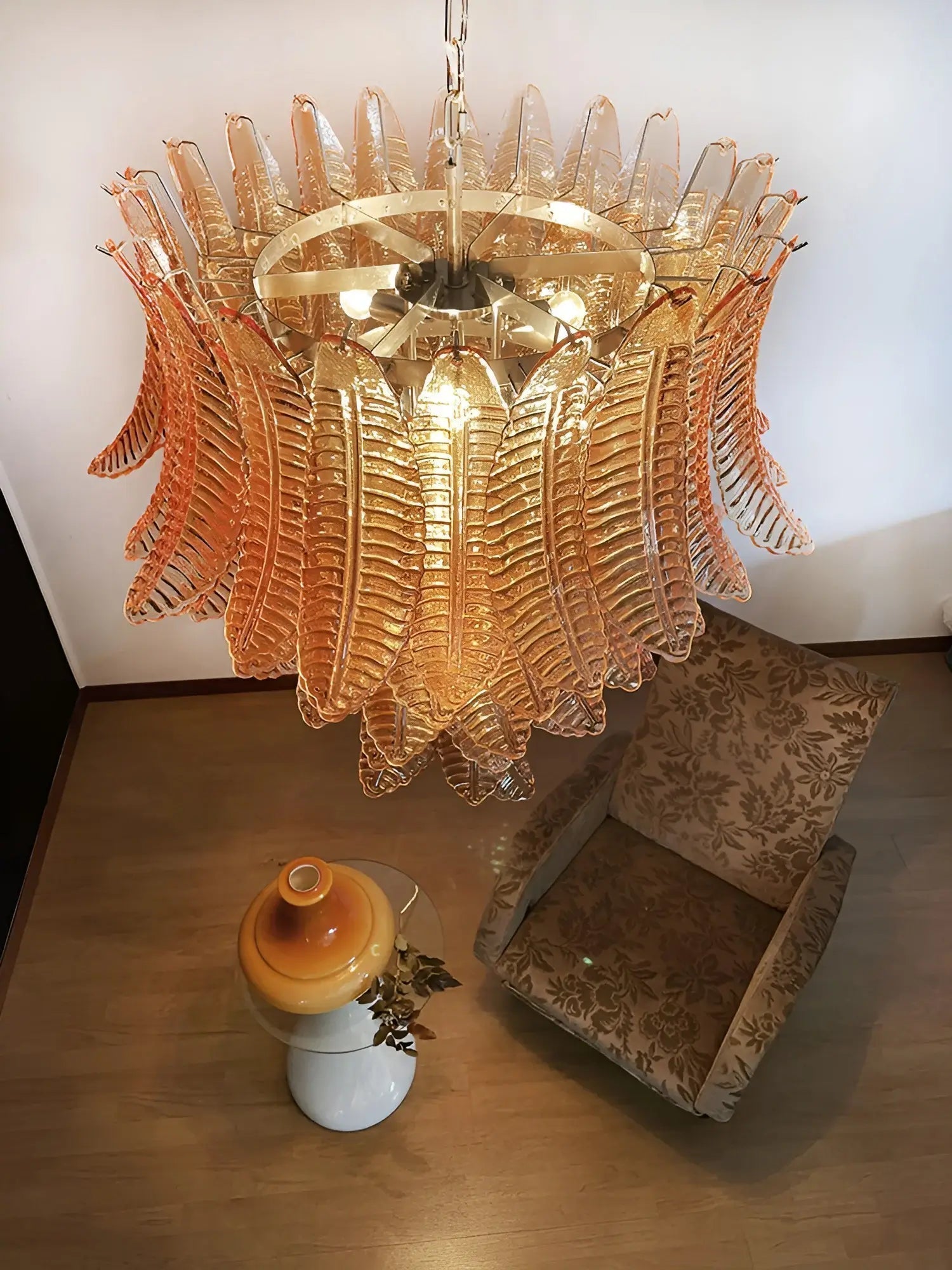 Aurora Lustre en Verre de Murano Ambre