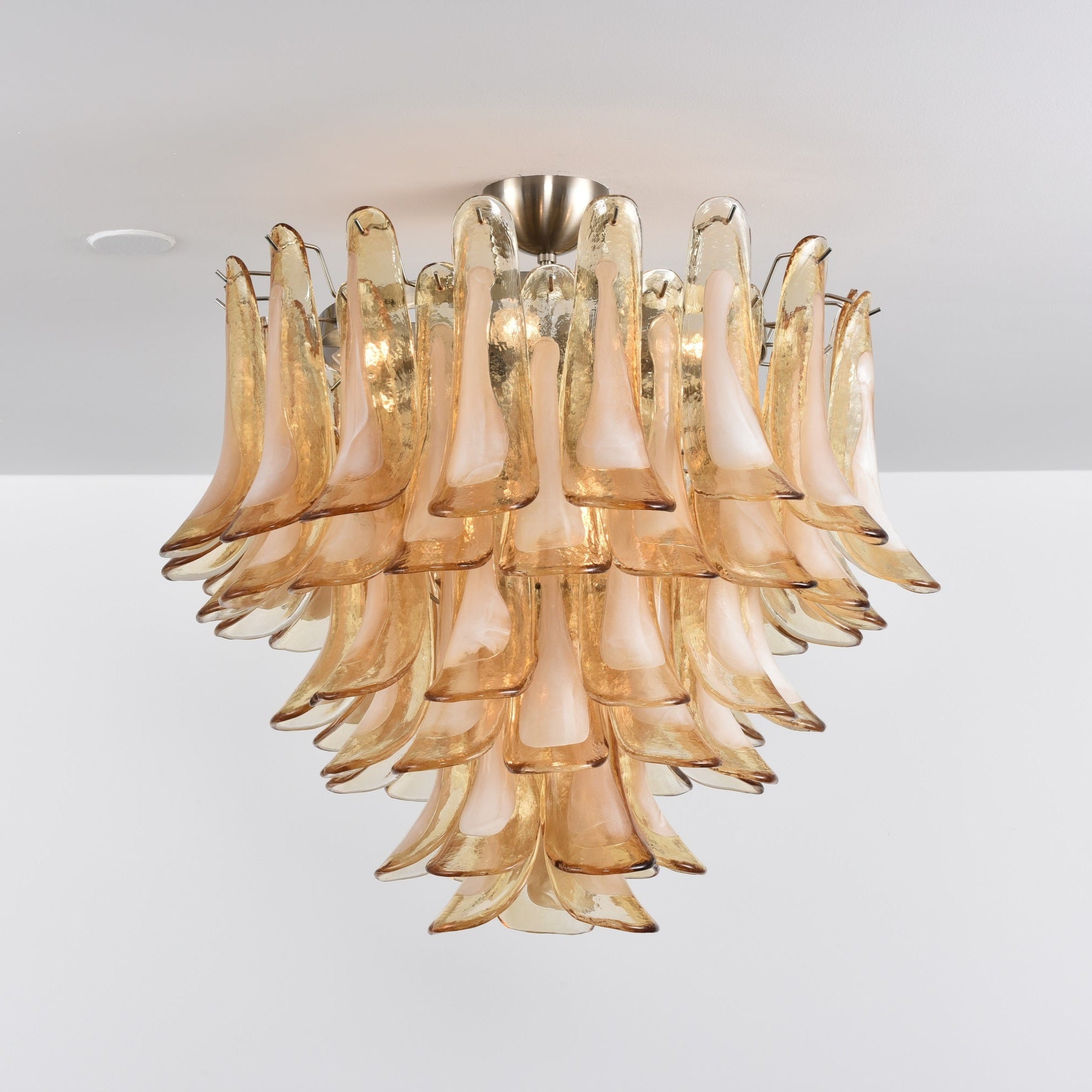 Aurora Plafonnier Ambre Pétale Verre Superposé Vintage