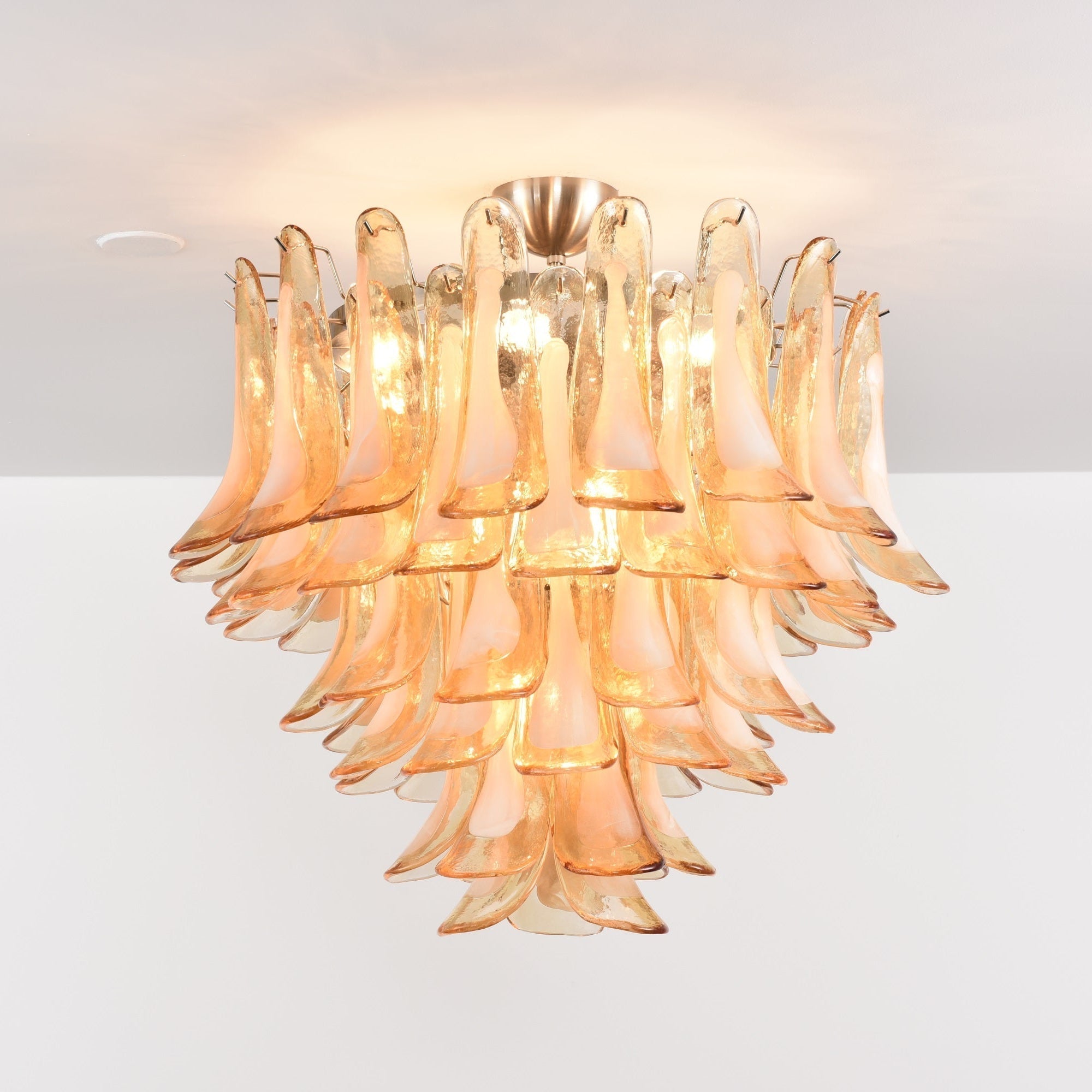 Aurora Plafonnier Ambre Pétale Verre Superposé Vintage