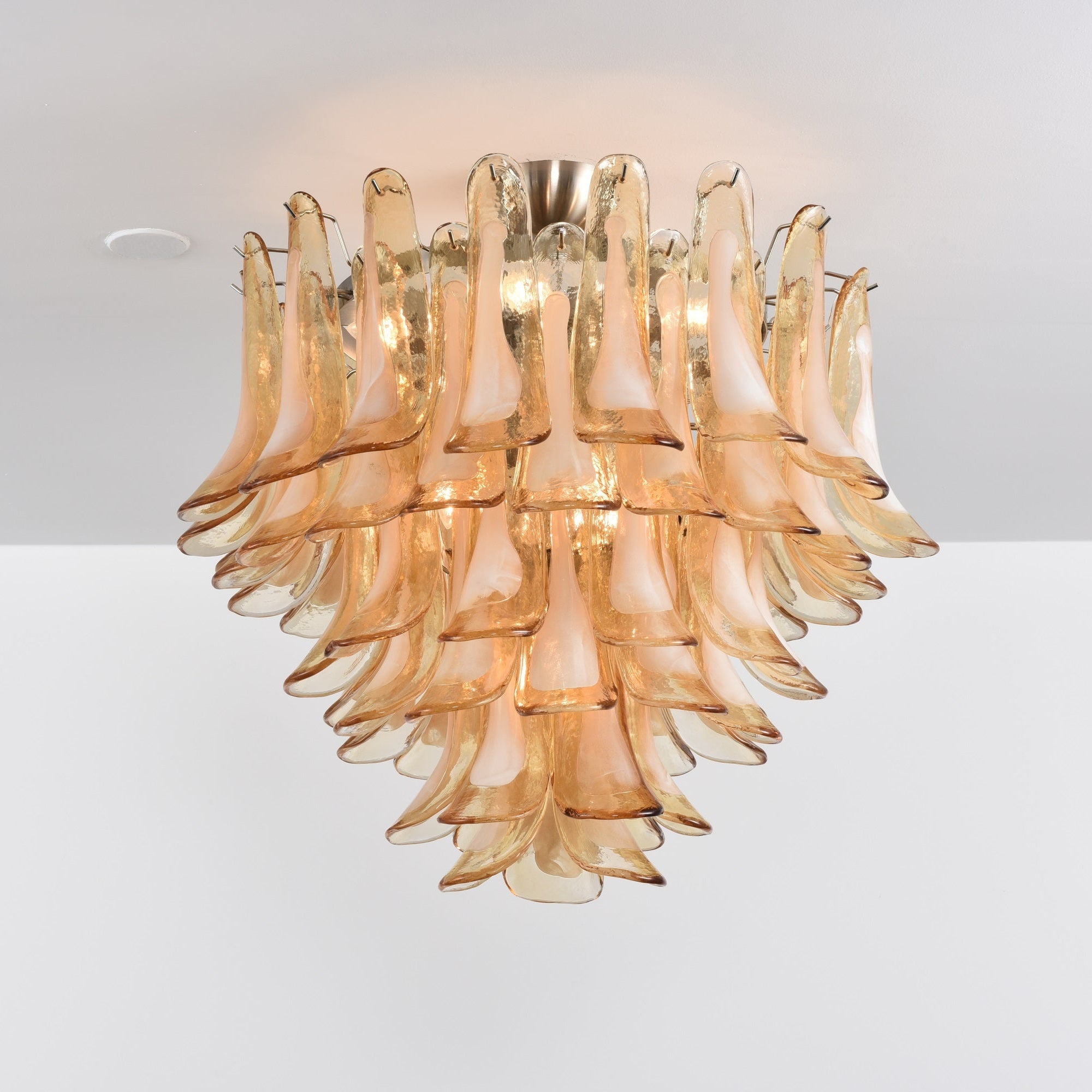 Aurora Plafonnier Ambre Pétale Verre Superposé Vintage