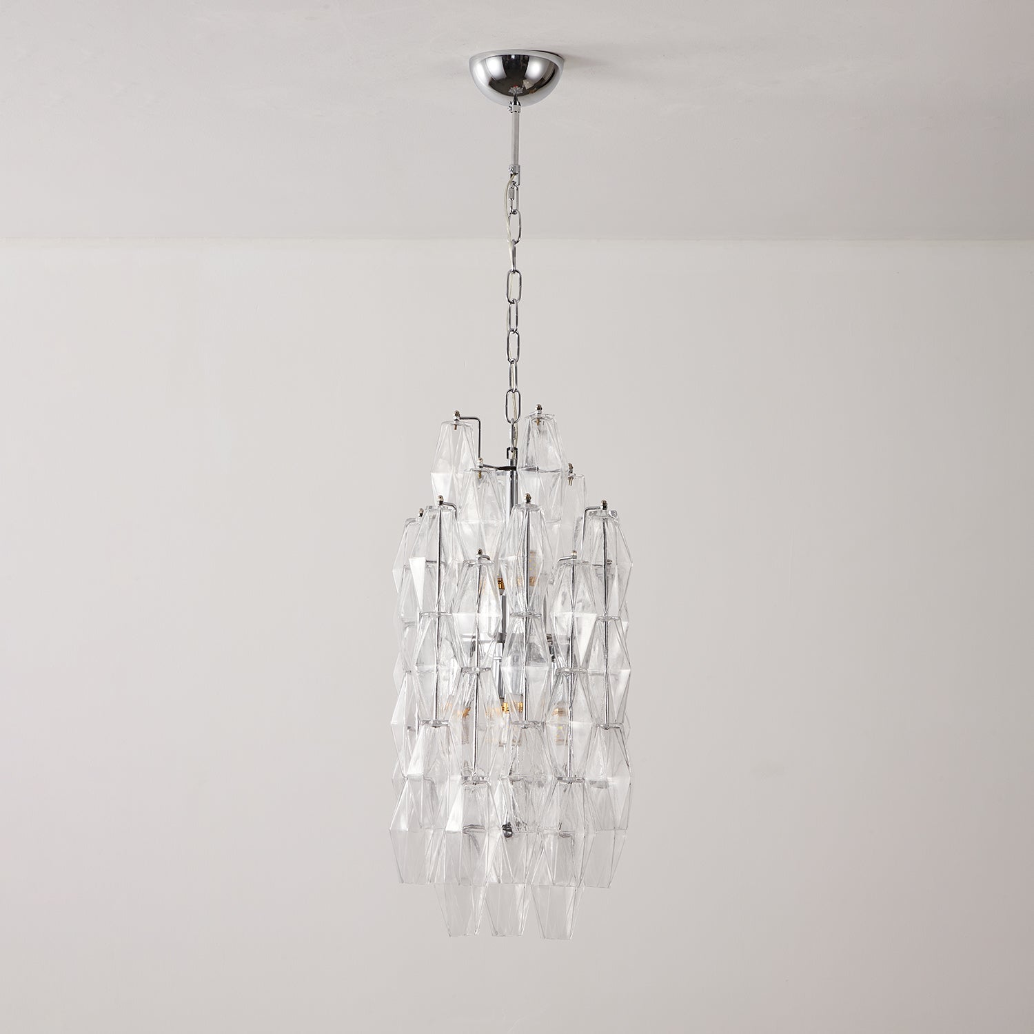 Aurora Lustre Ambre Prisme Long Cascadant Verre