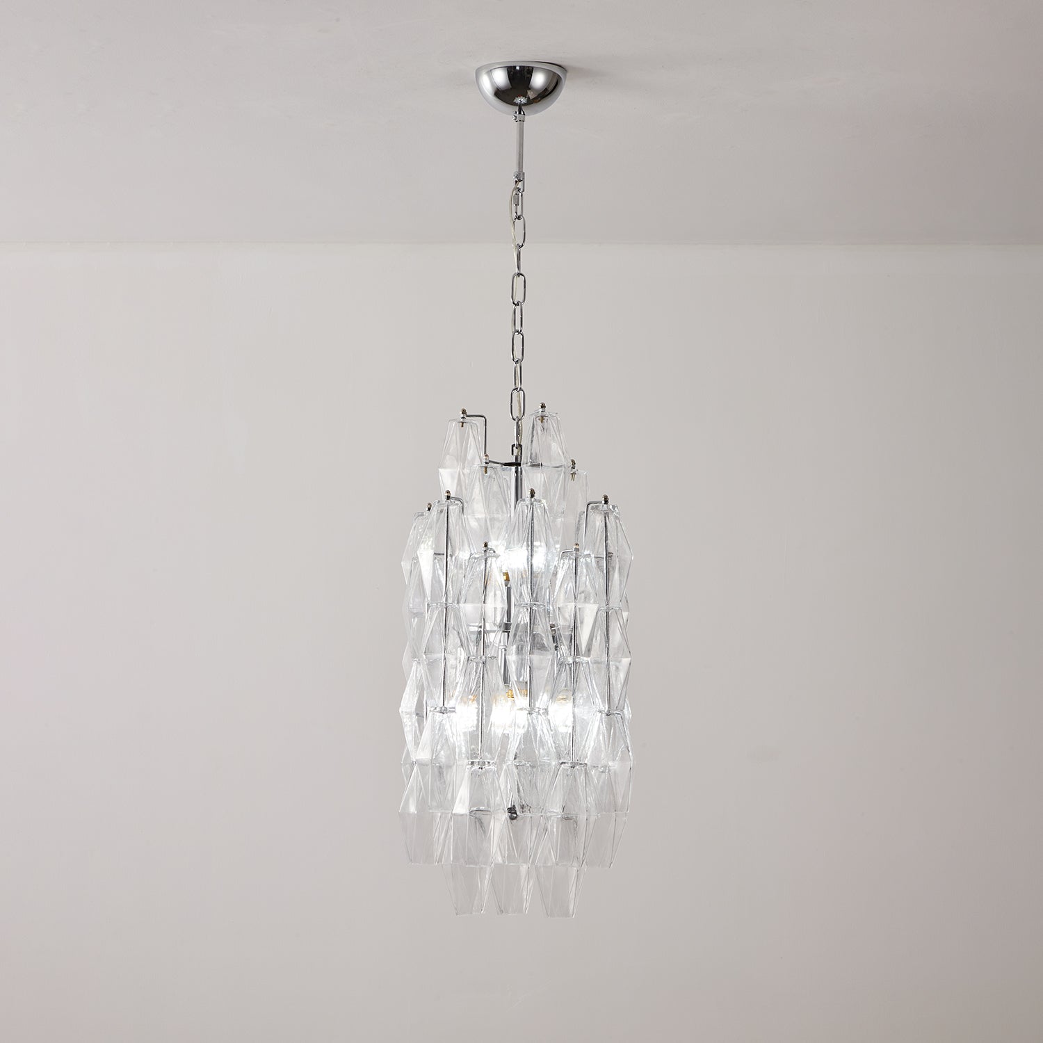 Aurora Lustre Ambre Prisme Long Cascadant Verre