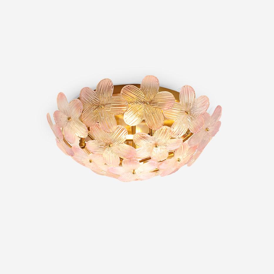Anan Lustre Plafonnier Floral Verre Pêche