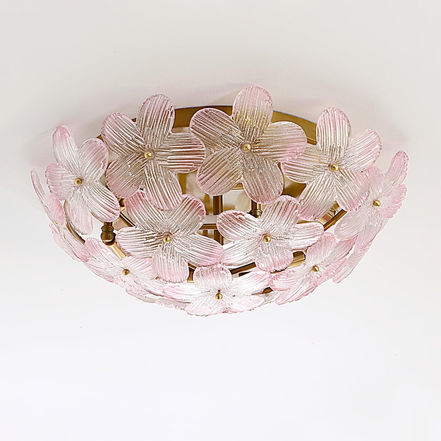 Anan Lustre Plafonnier Floral Verre Pêche