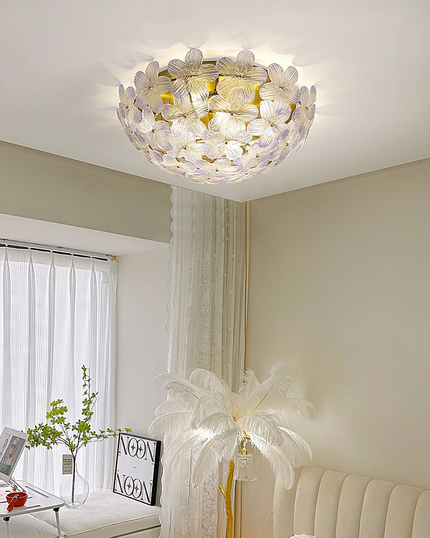 Anan Plafonnier Verre Pétale Couronne Romantique