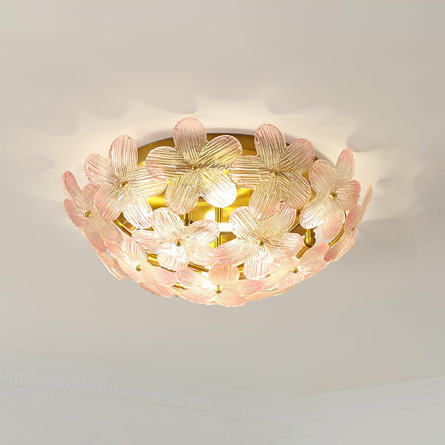 Anan Plafonnier Verre Pétale Couronne Romantique