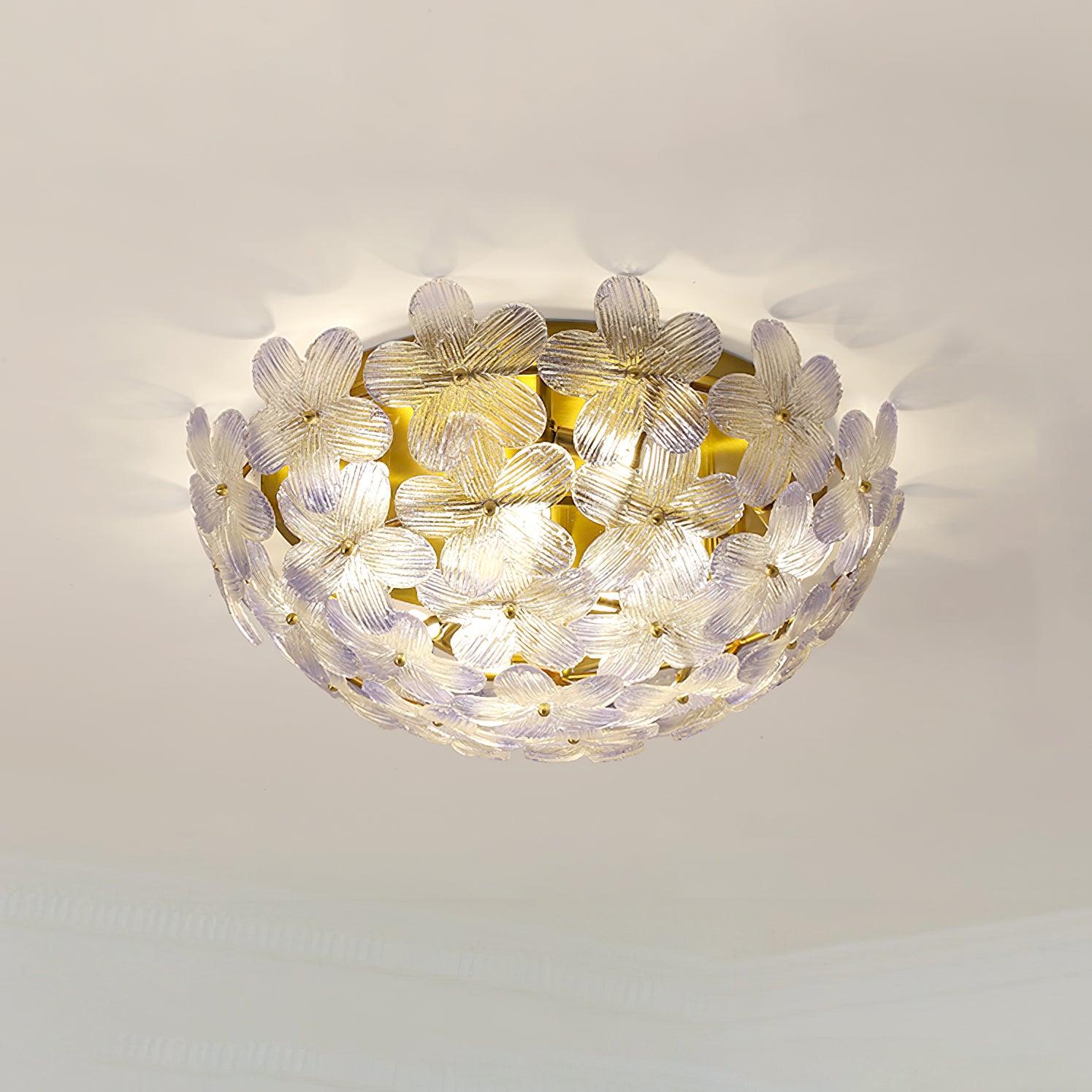 Anan Plafonnier Verre Pétale Couronne Romantique
