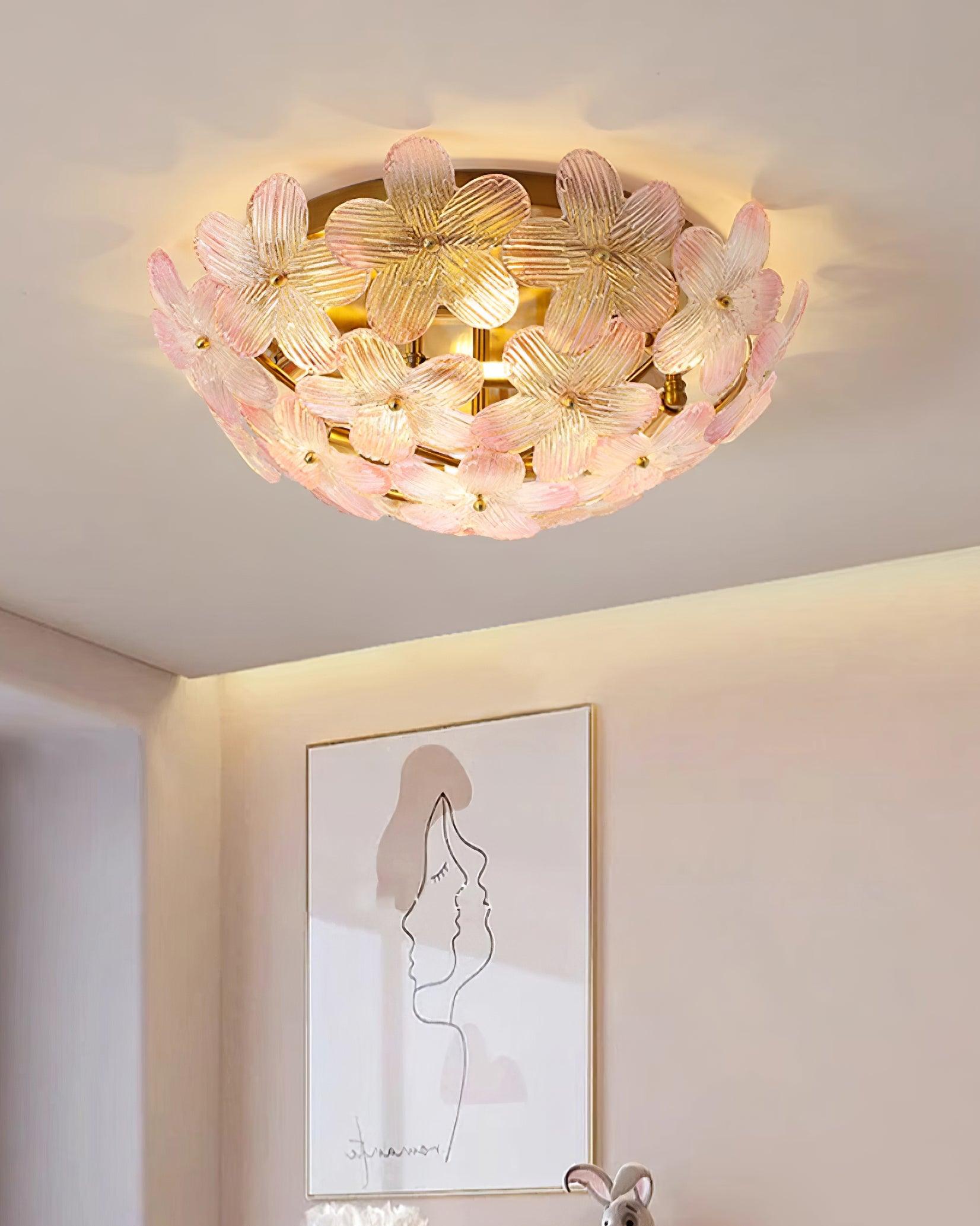 Anan Plafonnier Verre Pétale Couronne Romantique