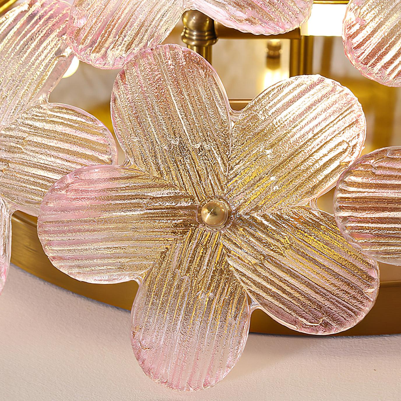 Anan Lustre Plafonnier Floral Verre Pêche
