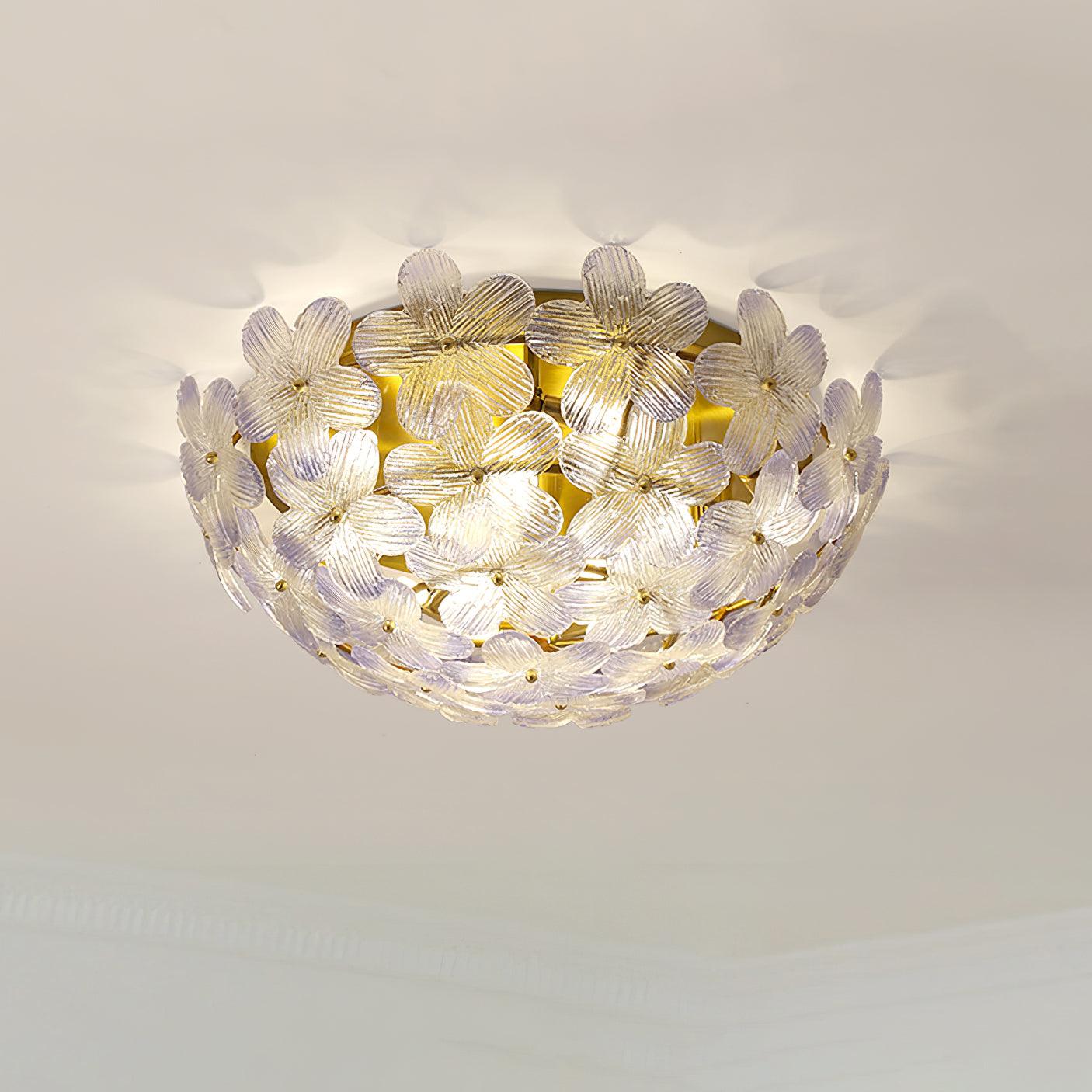 Anan Plafonnier Verre Pétale Couronne Romantique