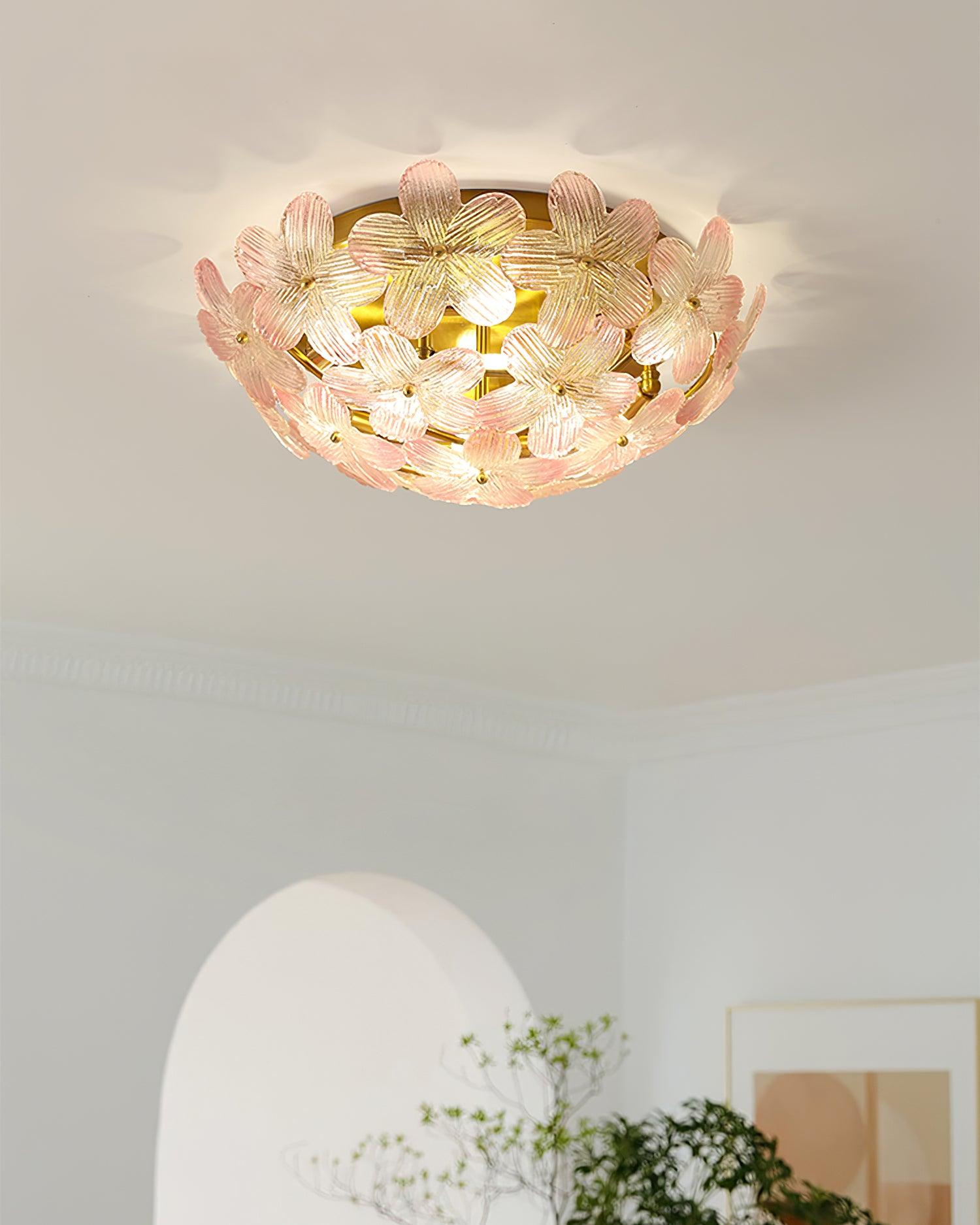 Anan Plafonnier Verre Pétale Couronne Romantique