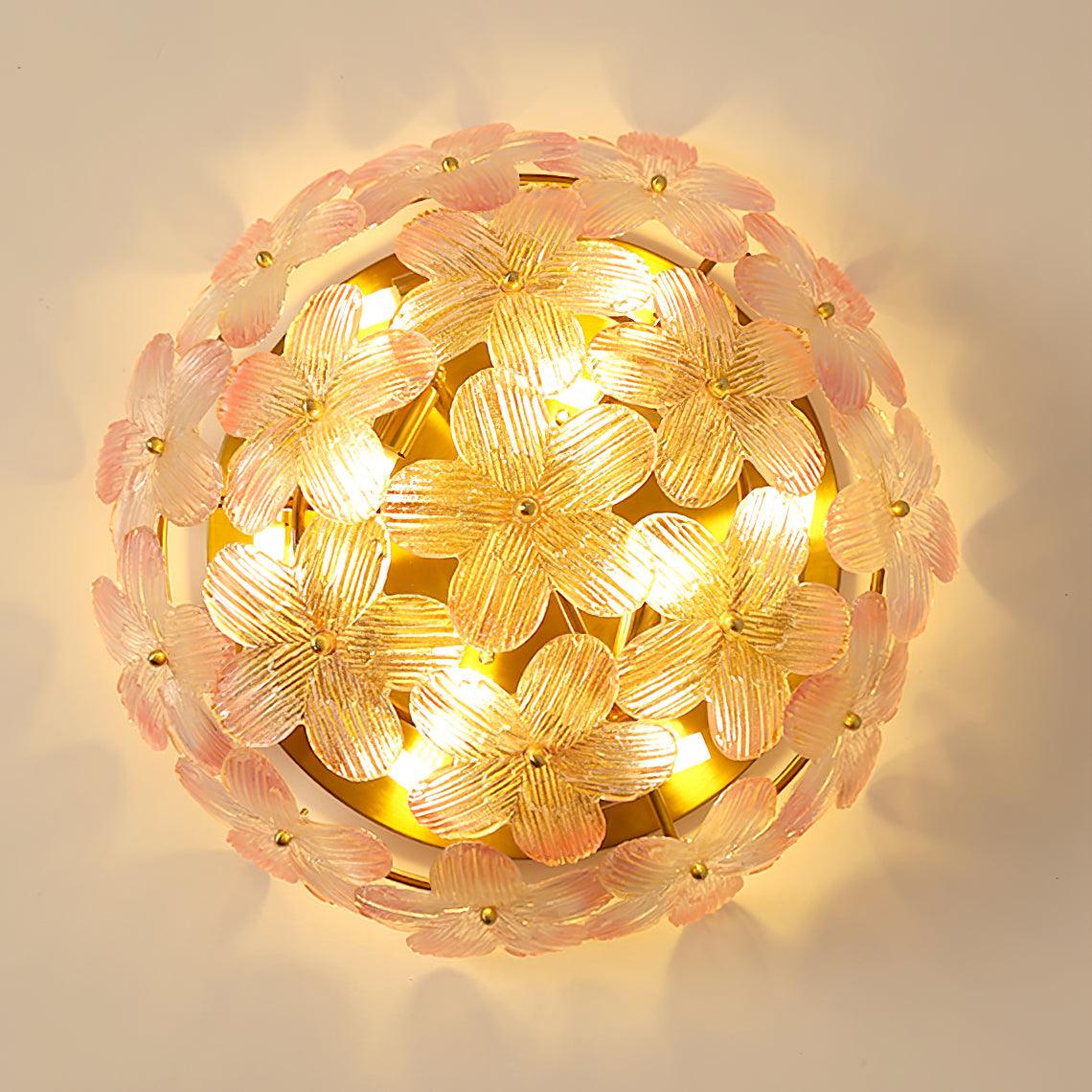 Anan Lustre Plafonnier Floral Verre Pêche