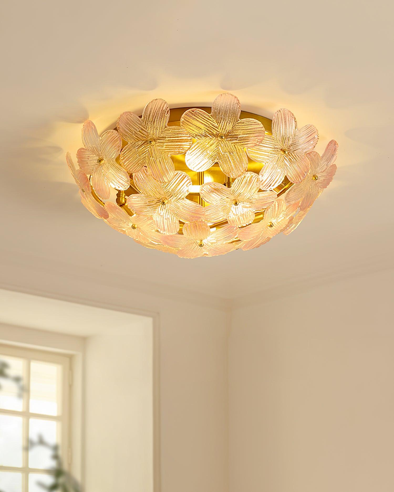 Anan Plafonnier Verre Pétale Couronne Romantique