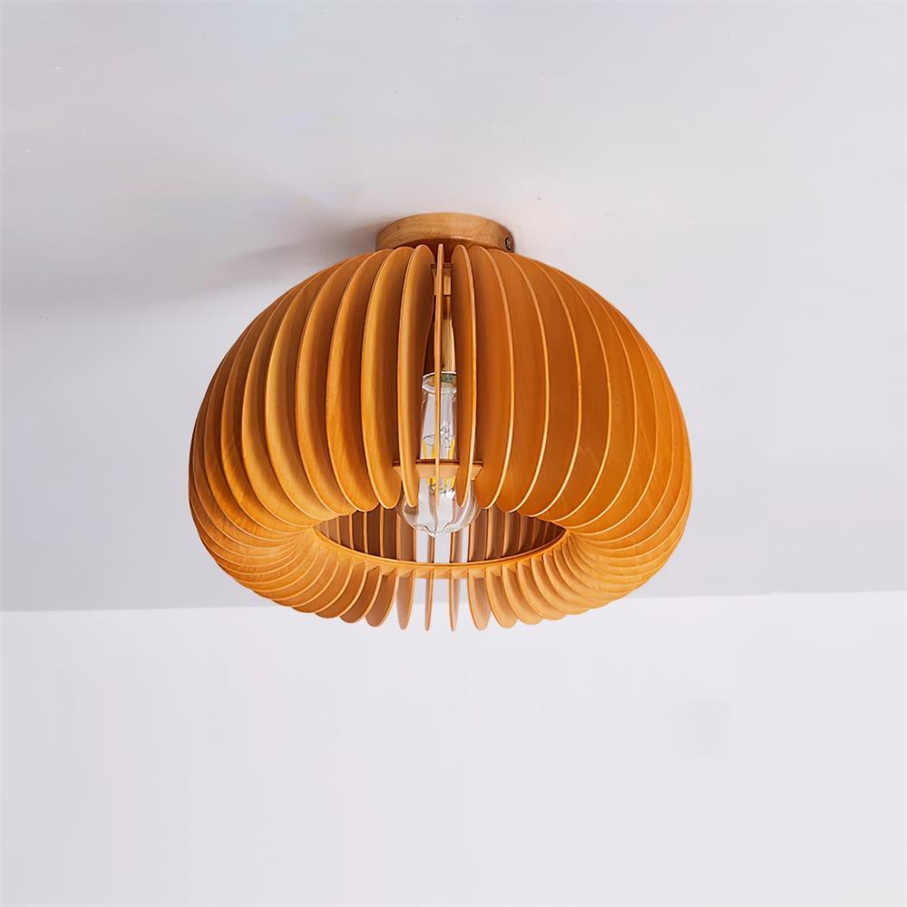 Vividin Plafonnier Pumpkin avec abat-jour et cache en tilleul naturel