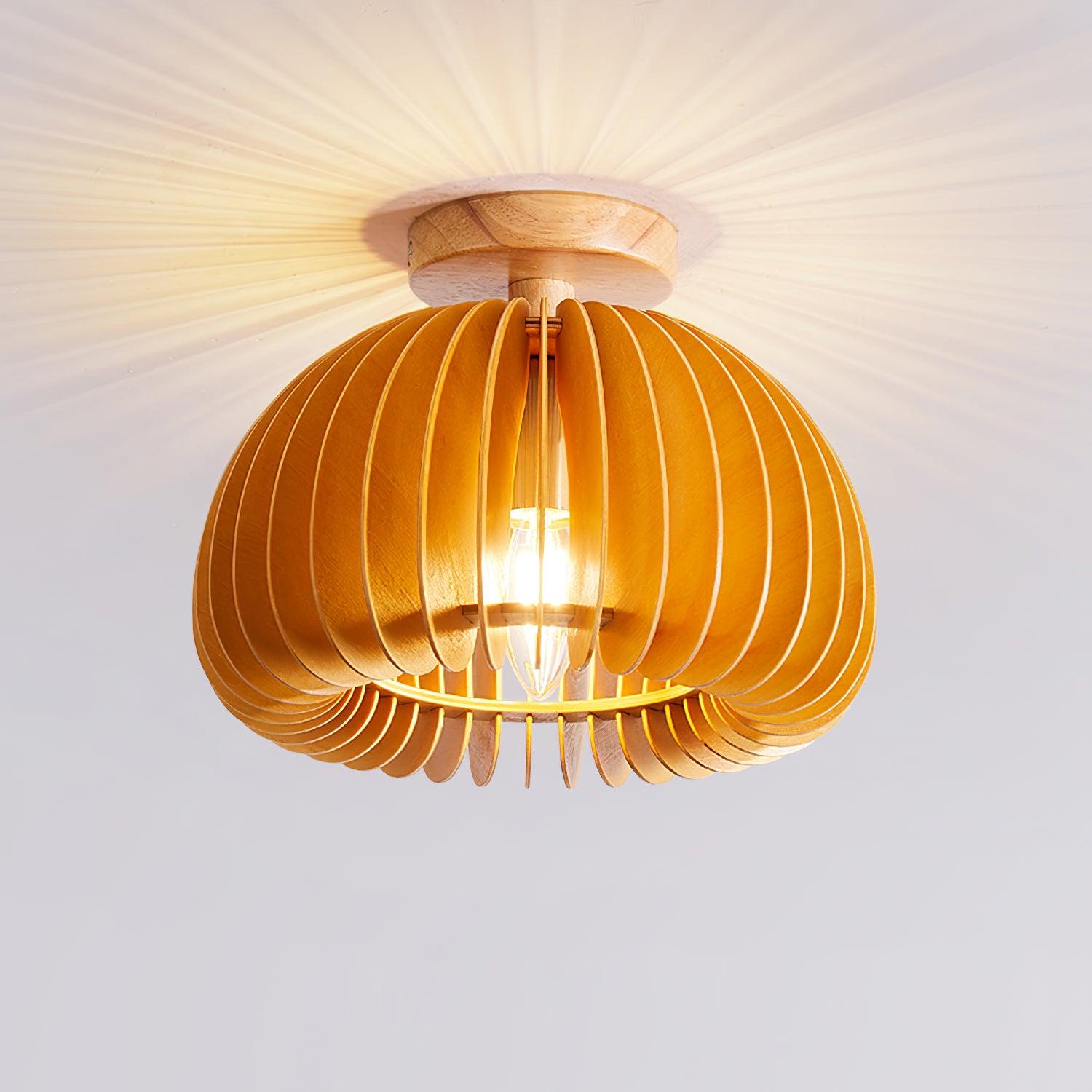 Vividin Plafonnier Pumpkin avec abat-jour et cache en tilleul naturel